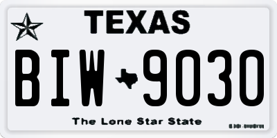 TX license plate BIW9030