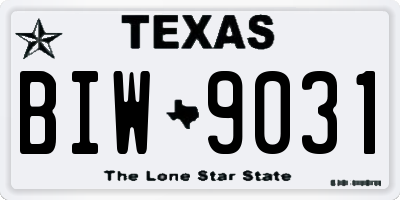 TX license plate BIW9031