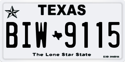 TX license plate BIW9115