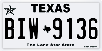 TX license plate BIW9136