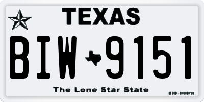 TX license plate BIW9151