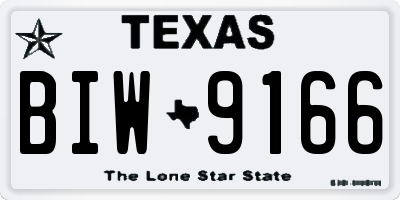 TX license plate BIW9166