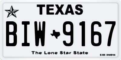 TX license plate BIW9167