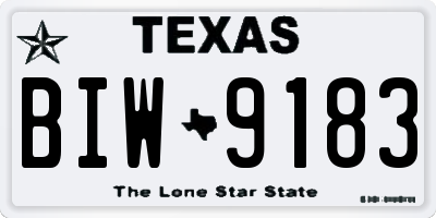 TX license plate BIW9183