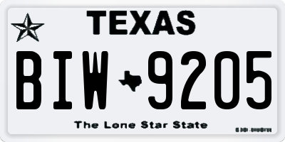 TX license plate BIW9205