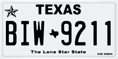 TX license plate BIW9211