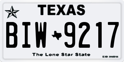 TX license plate BIW9217