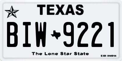 TX license plate BIW9221