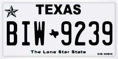 TX license plate BIW9239