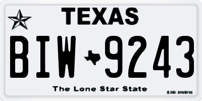 TX license plate BIW9243