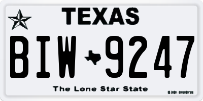 TX license plate BIW9247
