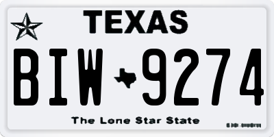 TX license plate BIW9274