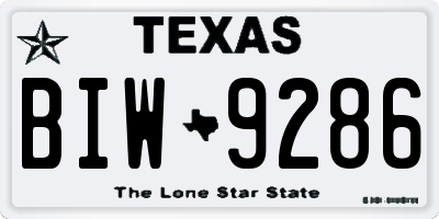 TX license plate BIW9286