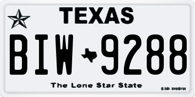TX license plate BIW9288