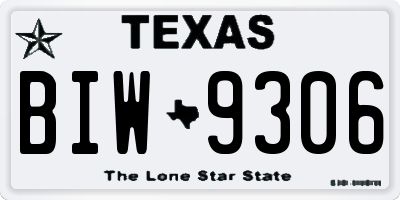 TX license plate BIW9306
