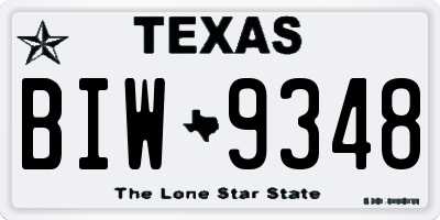 TX license plate BIW9348