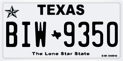 TX license plate BIW9350