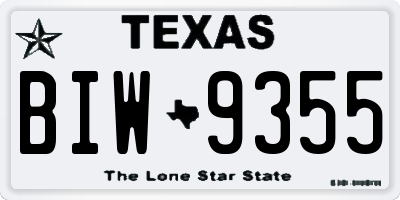 TX license plate BIW9355