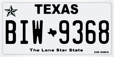 TX license plate BIW9368