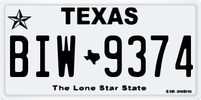 TX license plate BIW9374