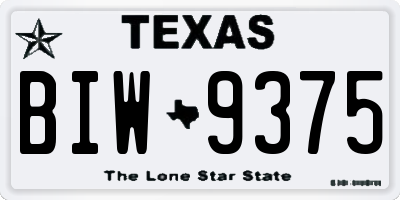 TX license plate BIW9375