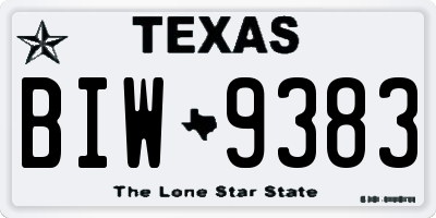TX license plate BIW9383