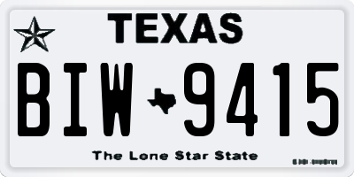 TX license plate BIW9415