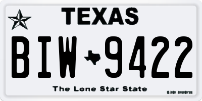 TX license plate BIW9422