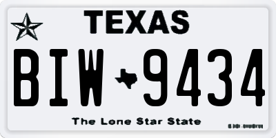 TX license plate BIW9434