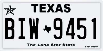 TX license plate BIW9451