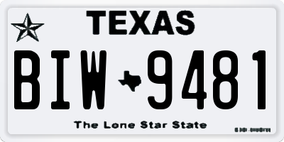 TX license plate BIW9481