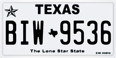 TX license plate BIW9536
