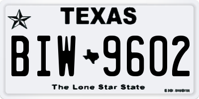TX license plate BIW9602