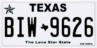 TX license plate BIW9626