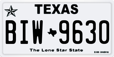 TX license plate BIW9630