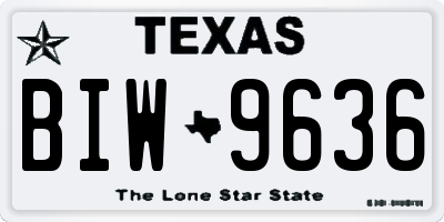 TX license plate BIW9636