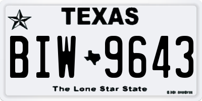 TX license plate BIW9643