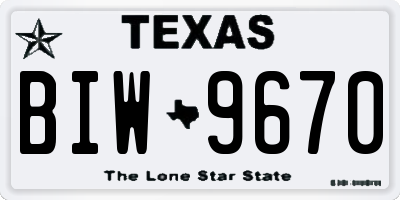 TX license plate BIW9670