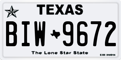 TX license plate BIW9672