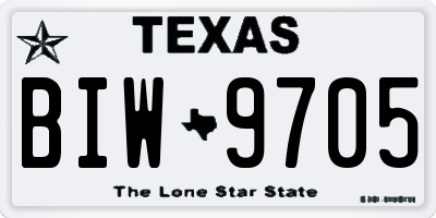TX license plate BIW9705