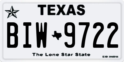 TX license plate BIW9722