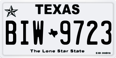 TX license plate BIW9723