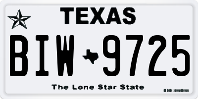 TX license plate BIW9725