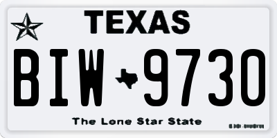TX license plate BIW9730