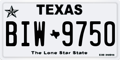 TX license plate BIW9750