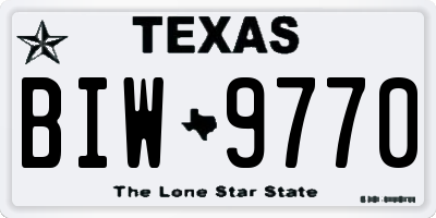 TX license plate BIW9770