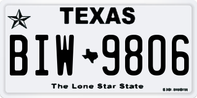 TX license plate BIW9806