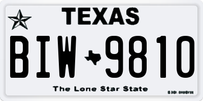 TX license plate BIW9810
