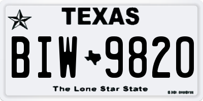 TX license plate BIW9820