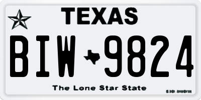 TX license plate BIW9824